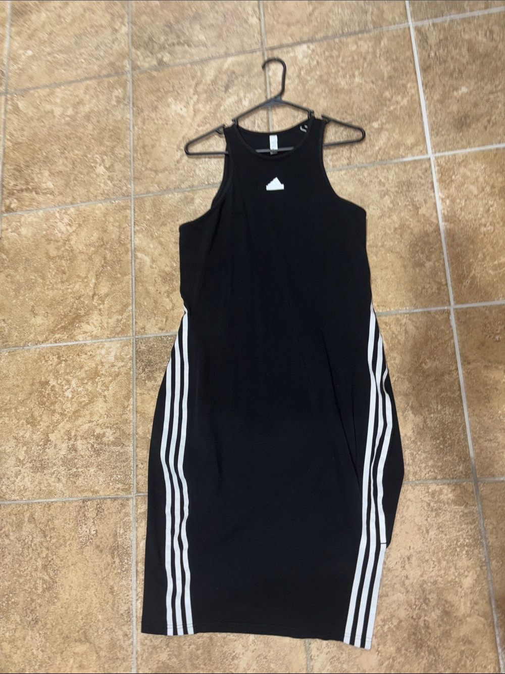 adidas Black Midi Dress with White Side Stripes